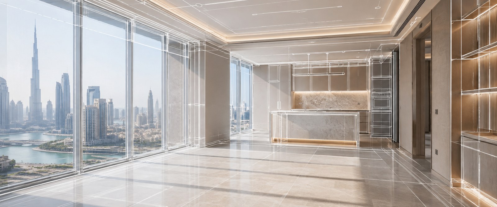 Empty Dubai apartment being prepared for furnishing and short-term rental